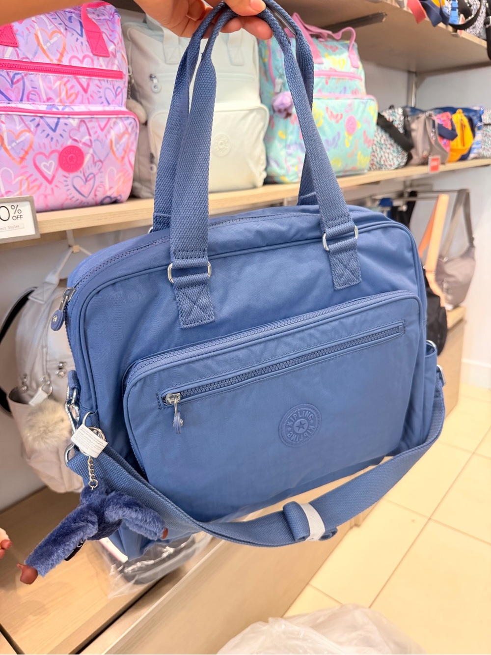 Kipling Dusty Blue Nylon Convertible Tote-Crossbody